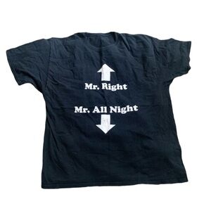 Funny Tee Plus Size Mr. Right & Mr. All Night 3X black White
